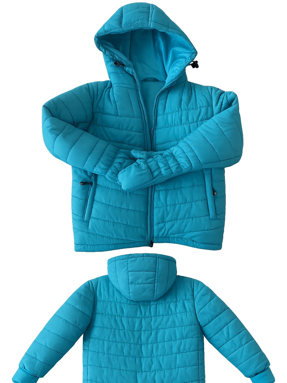 Arctic Wave Kids Lightweight Hooded Puffer Jacket - Teal Blue